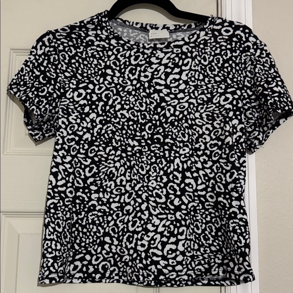 Leopard Print Black and White T-Shirt